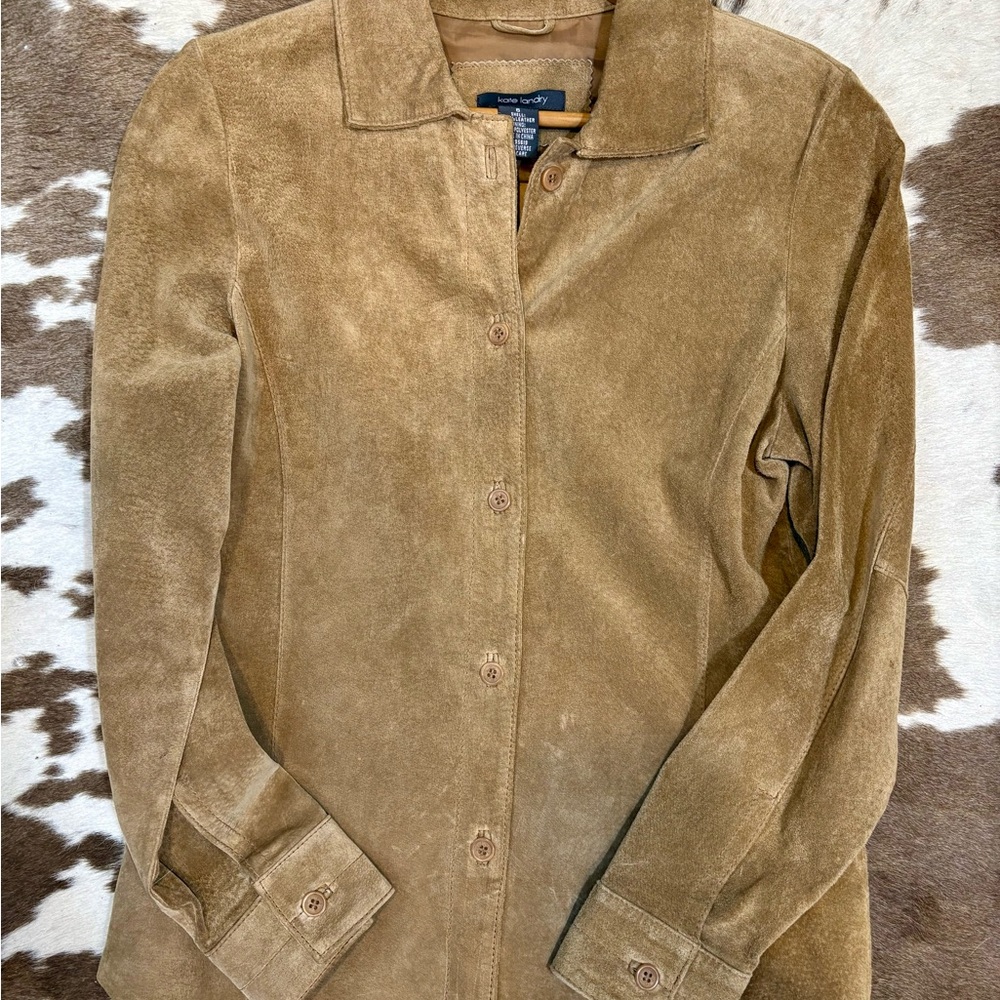 Kate Landry Camel Suede Button Up Shirt size 6